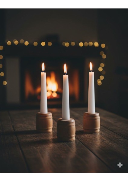 El Yapımı 3'lü Ahşap Mumluk fiyatları