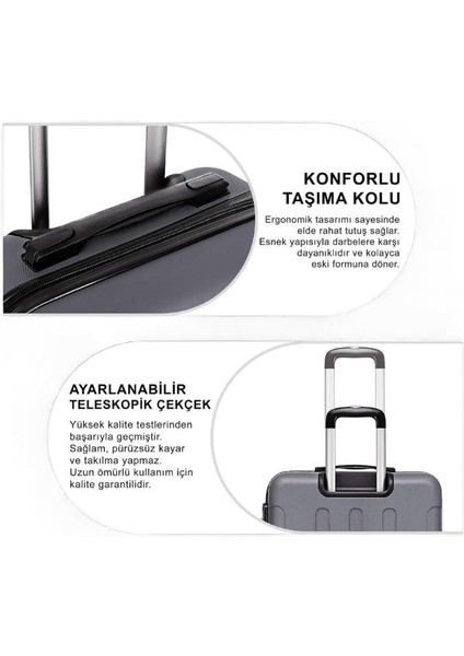 Valiz Seti 3’lü – Kabin Boy, Orta Boy, Büyük Boy – 360° Çift Tekerlek – Darbeye Dayanıklı Sert Bavul – Hafif & Güvenli Kilit Sistemi