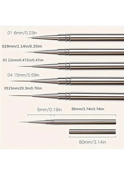 Metal Profesyonel Detay Için Fırça Seti 5 Adet Set Tırnak Suluboya Çini Ince Yuvarlak Uçlu Nail Art indirimleri