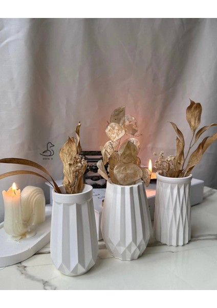 Geometrik Desenli Vazo Set 3’lü 12 cm fiyatları