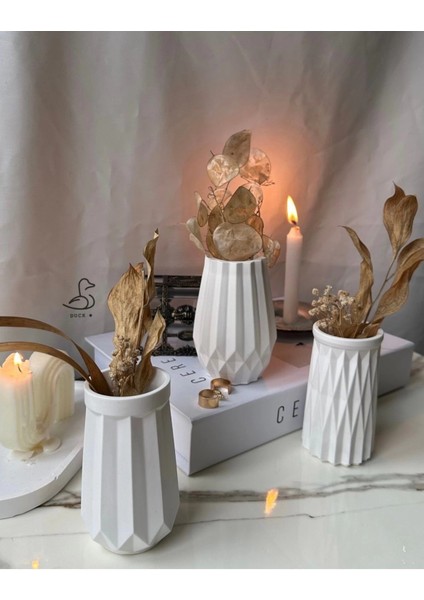 Geometrik Desenli Vazo Set 3’lü 12 cm modelleri