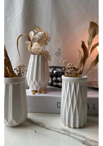 Geometrik Desenli Vazo Set 3’lü 12 cm indirimleri