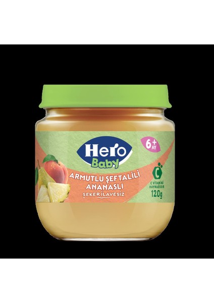 Hero Baby Armutlu Şeftalili Ananaslı Kavonoz Mama 120 gr