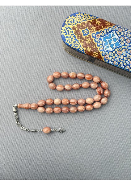 Bülbül Atölye Işçiliği Gümüş Püsküllü Alman Sıkma Kehribarı Tespih