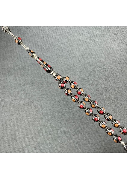 Mercan ve Gümüş Işlemeli Oltu Taşı Tespih fiyatları