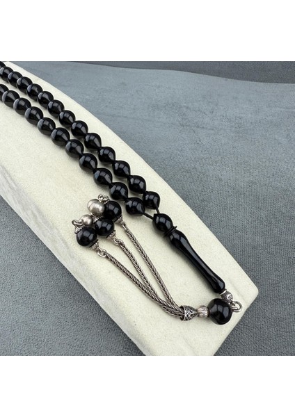 Büyük Usta Mustafa Bülbül Özel Kemane Işçilikli 50 Yıllık Has Oltu Taşı Tespih