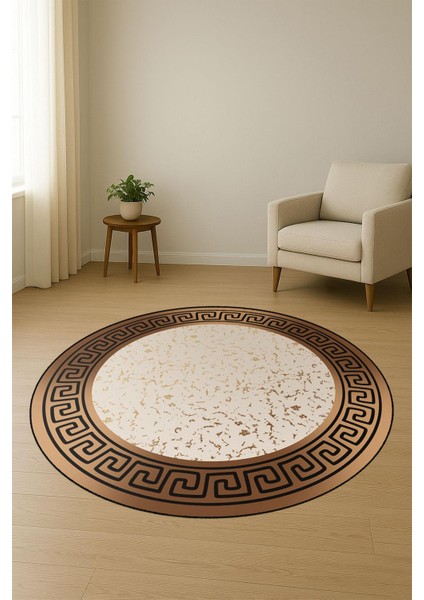 Yuvarlak Dijital Baskı Çerçeveli Modern Desenli Kaymaz Tabanlı Halı H0308 fiyatları