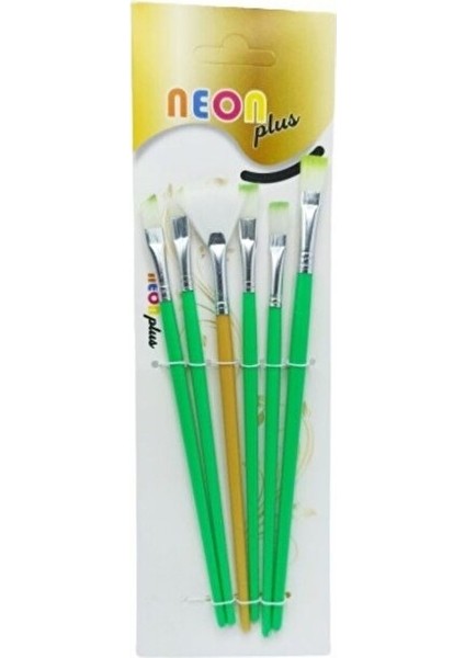 Yağlı & Akrilik Boya Sentetik Kıllı Yelpaze Uçlu ve Düz Kesik Uçlu Fırça Seti 6'lı