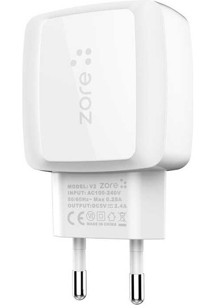 ​zore Vest Serisi V2 Micro 2 In 1 Şarj Seti - Beyaz