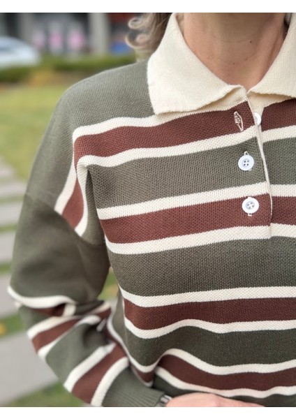 Polo Yaka Çizgili Kazak fiyatları