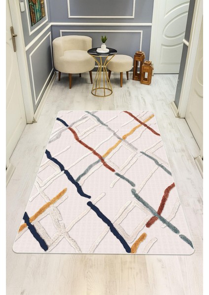 Parlak Kadife Kumaş Dijital Baskı Modern Desenli Dot Kaymaz Tabanlı Halı H1074