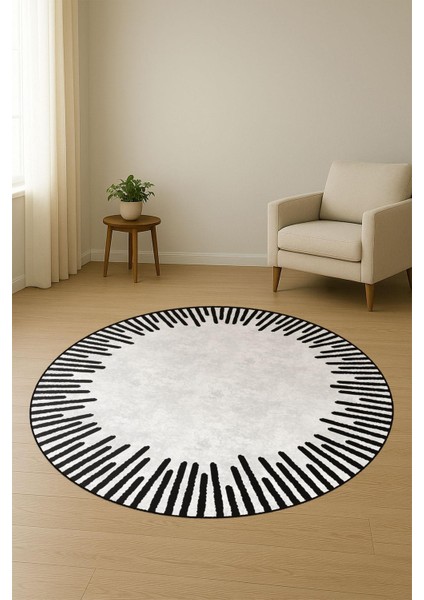 Yuvarlak Dijital Baskı Çerçeveli Modern Desenli Dot Kaymaz Tabanlı Halı H0313 fiyatları