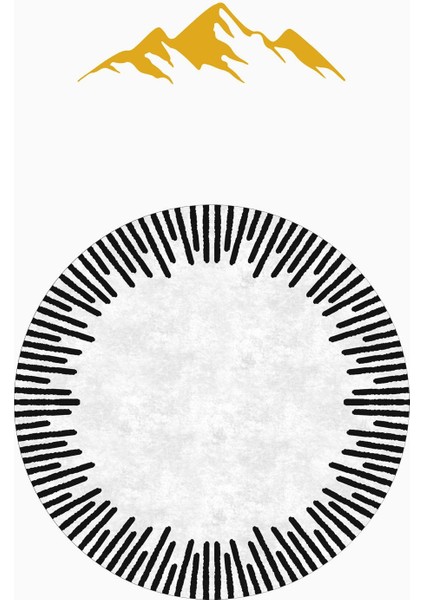 Yuvarlak Dijital Baskı Çerçeveli Modern Desenli Dot Kaymaz Tabanlı Halı H0313 modelleri