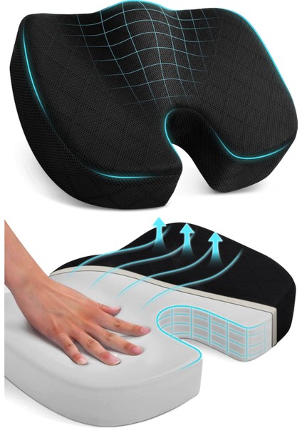 Yumuşak Visco Oturma Minderi, Bel ve Sırt Konforu Sağlar