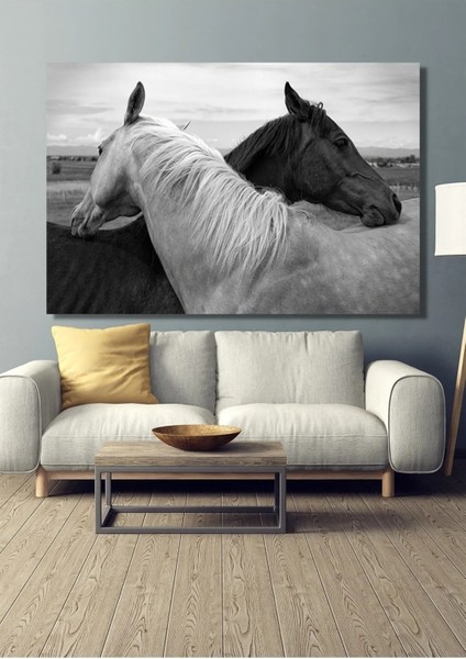 Siyah Beyaz Atlar Kanvas Tablo Salon Oturma Yatak Odası Ofis Kafe Antre Için Duvar Dekoru fiyatları