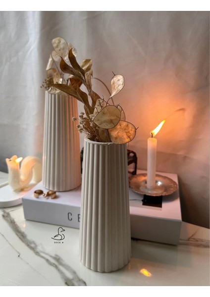 Çizgisel Konik Vazo Set 2’li