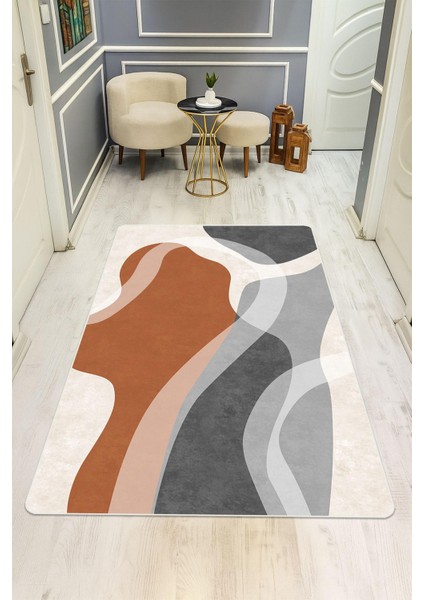 Parlak Kadife Kumaş Dijital Baskı Modern Desenli Dot Kaymaz Tabanlı Halı H1071