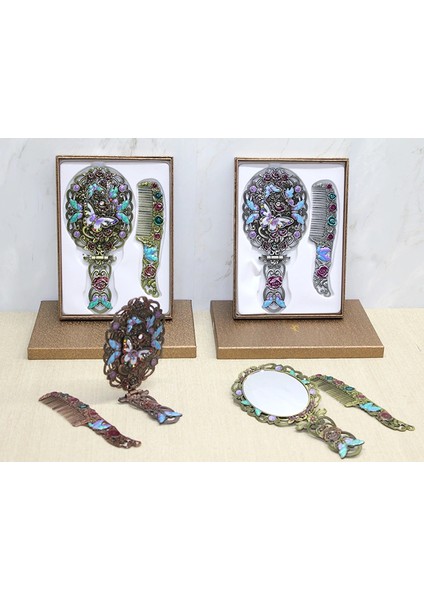 Kelebek Katlanabilir Ayna ve Tarak Seti Büyük Boy LIV1574