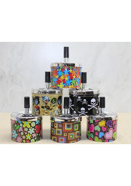 Metal Renkli Basmalı Küllük Yuvarlak LIV329