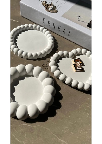 Baloncuk Görünümlü Taş Tozu Dekoratif Tabak 3'lü Set modelleri