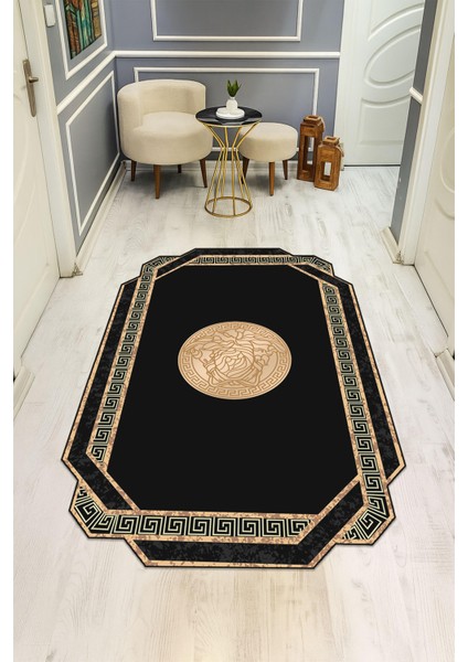 Modern Lazer Kesim Dijital Baskı Kaymaz Taban Halı H0859