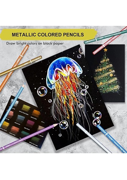 Kalour 72 Parça Metalik Renkli Kalem Seti, Canlı Renkli Yumuşak Çekirdek, Çizim, Karıştırma, Eskiz fırsatları