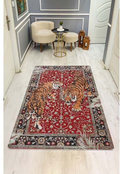 Kaplan Desenli Dijital Baskı Kaymaz Taban Halı H1018