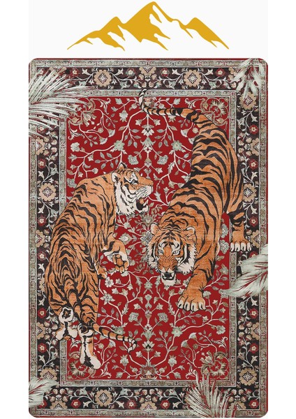 Kaplan Desenli Dijital Baskı Kaymaz Taban Halı H1018 modelleri