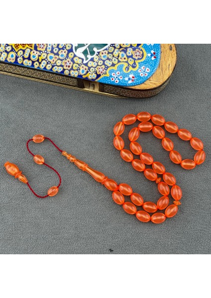 Turuncu Alman Sıkma Kehribar Tespih