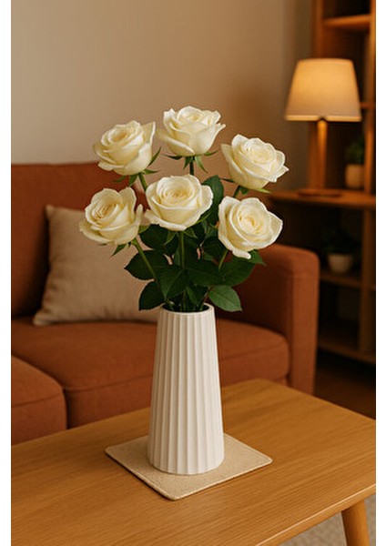 Beyaz Seramik Görünümlü Dekoratif Vazo - Modern / Minimal Tasarım modelleri