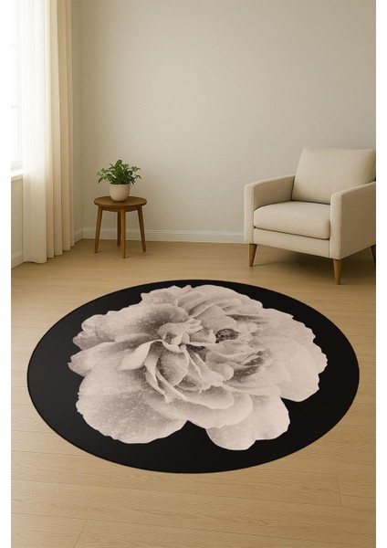 Yuvarlak Dijital Baskı Gül Desenli Dot Kaymaz Tabanlı Halı H0314 fiyatları