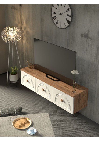 Bohem 135 cm 3 Kapaklı Şık Mdf Kapaklı Duvar Tv Ünitesi modelleri