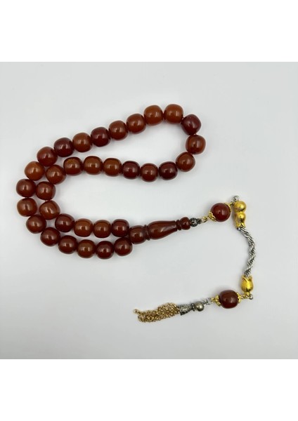 Vişneye Dönmek Üzere Hareli Eski Sıkma Kehribar Özel Gümüş Püsküllü Koleksiyonluk Tespih modelleri