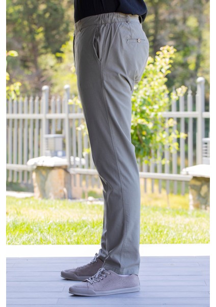 Flamlı Pamuk Düğmeli Erkek Yazlık Pantolon Taş Tas modelleri