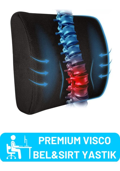 Yüksek Konforlu Visco Bel Destek Yastığı, Ortopedik Memory Foam Sırt ve Omurga Desteği
