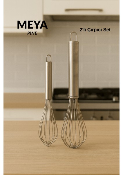 2’li Paslanmaz Çelik Çırpıcı Seti – Küçük & Büyük Boy | Dayanıklı, Ergonomik, Çok Amaçlı