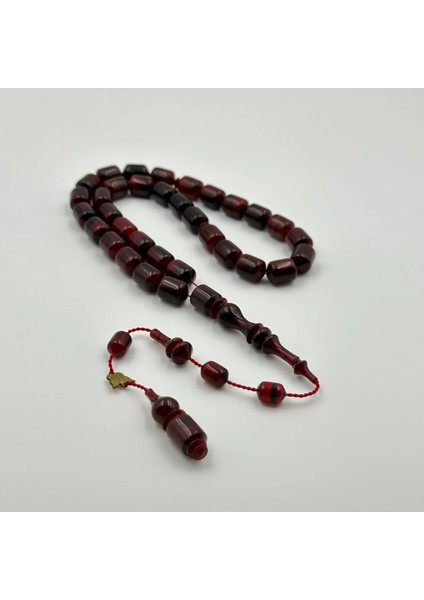 Emine Reşvani Usta Işçilikli Vişne Bordo Kapsül Kesim Sıkma Kehribar Tespih fiyatları