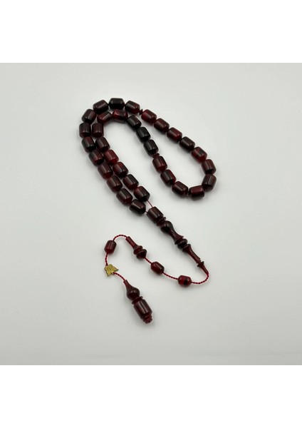 Emine Reşvani Usta Işçilikli Vişne Bordo Kapsül Kesim Sıkma Kehribar Tespih modelleri