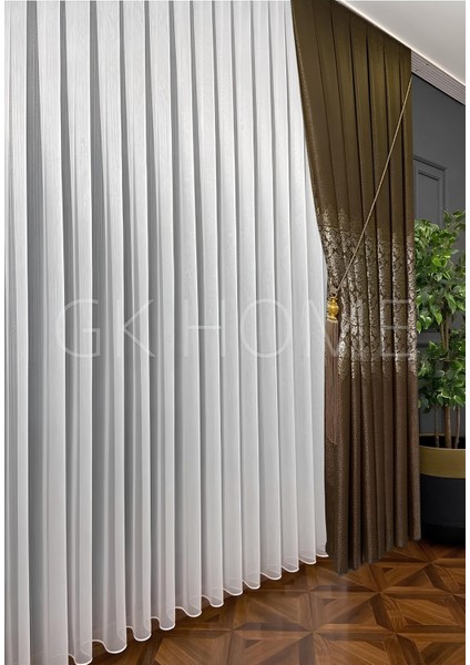 Pano Fon Perde Kahve Damask Çiçek Desenli Fon Perde Sık Pile 1/3 Tek Kanat fiyatları