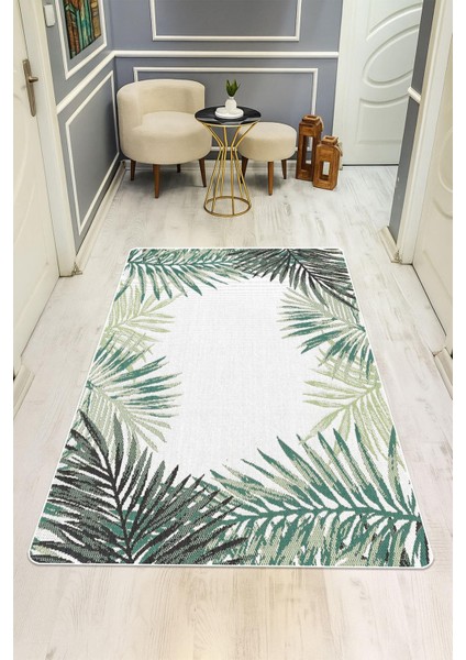 Modern Yaprak Desenli Dijital Baskı Kaymaz Taban Halı H0285