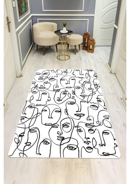 Modern Desenli Dijital Baskı Kaymaz Taban Halı H1124