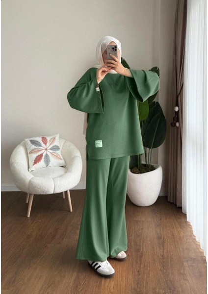 Kadın Ispanyol Paça Pantolon Ikili Takım M25114 - Yeşil fiyatları