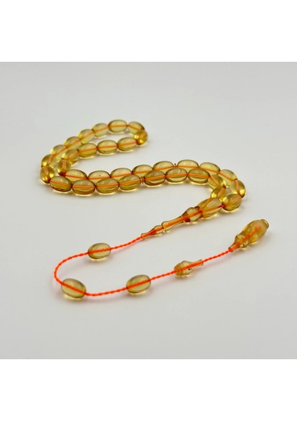 Gold Şeffaf Renkli Blok Zar Ateş Kehribar Kuru Torna Usta Yapımı Tespih