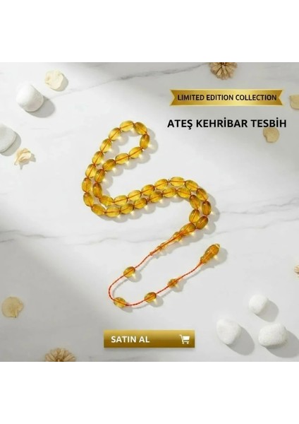 Gold Şeffaf Renkli Blok Zar Ateş Kehribar Kuru Torna Usta Yapımı Tespih fiyatları