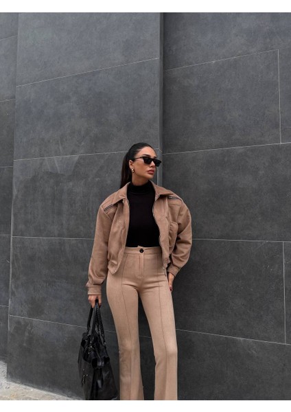 Full Likralı Süet Ispanyol Paça Pantolon fırsatları