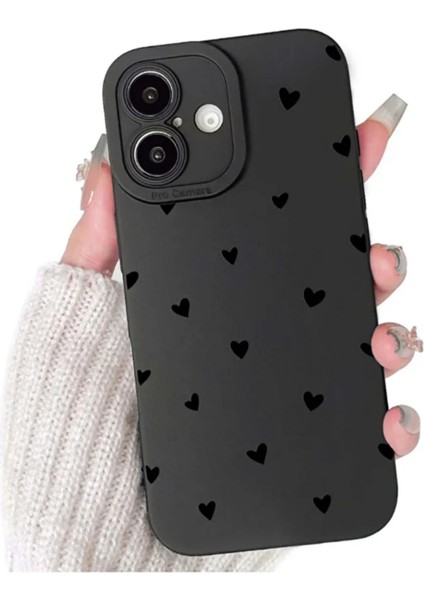 Iphone 17 Uyumlu Kılıf Mat Siyah Kalp Desenli Darbelere Dayanıklı Yumuşak Kamera Korumalı Kapak fiyatları