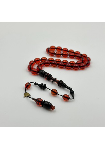 Emine Reşvani Usta Işçilikli Beyzi Kesim Halkalı Imame Kırmızı Ateş Kehribar Tespih