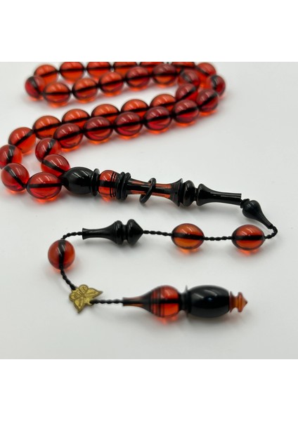 Emine Reşvani Usta Işçilikli Beyzi Kesim Halkalı Imame Kırmızı Ateş Kehribar Tespih fiyatları