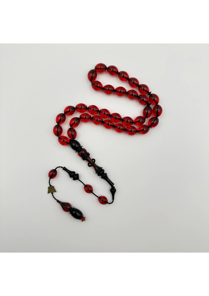 Emine Reşvani Usta Işçilikli Beyzi Kesim Halkalı Imame Kırmızı Ateş Kehribar Tespih modelleri