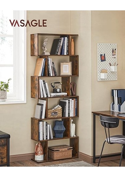 Kitap Rafı, 6 Katlı Raf, Ayaklı Raf, Ofis Rafı, Bağımsız, Dekoratif Raf, Sunum Için, Modern, Oturma Odası, Yatak Odası, Ofis, Vintabraun LBC61BX fiyatları